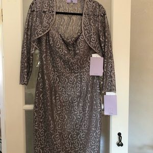 NWT JS Collections Taupe Cocktail Dress w Bolero 8